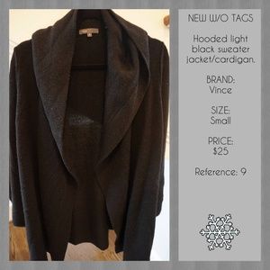 Vince Black Hooded Black Cardigan